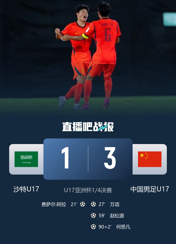U17国足3-1淘汰沙特 宋凯：迈过苦主扬眉吐气